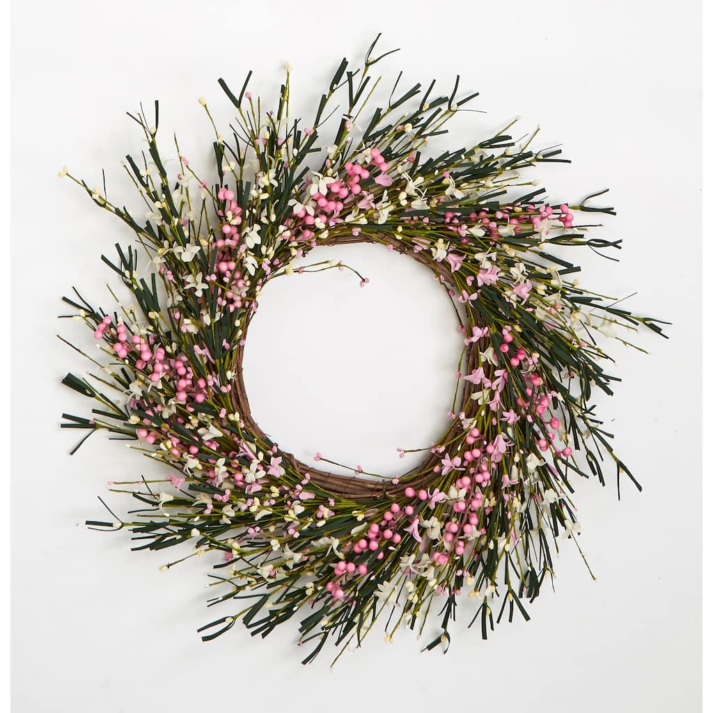 24" Small Flower & Berry Twig Wreath - 20