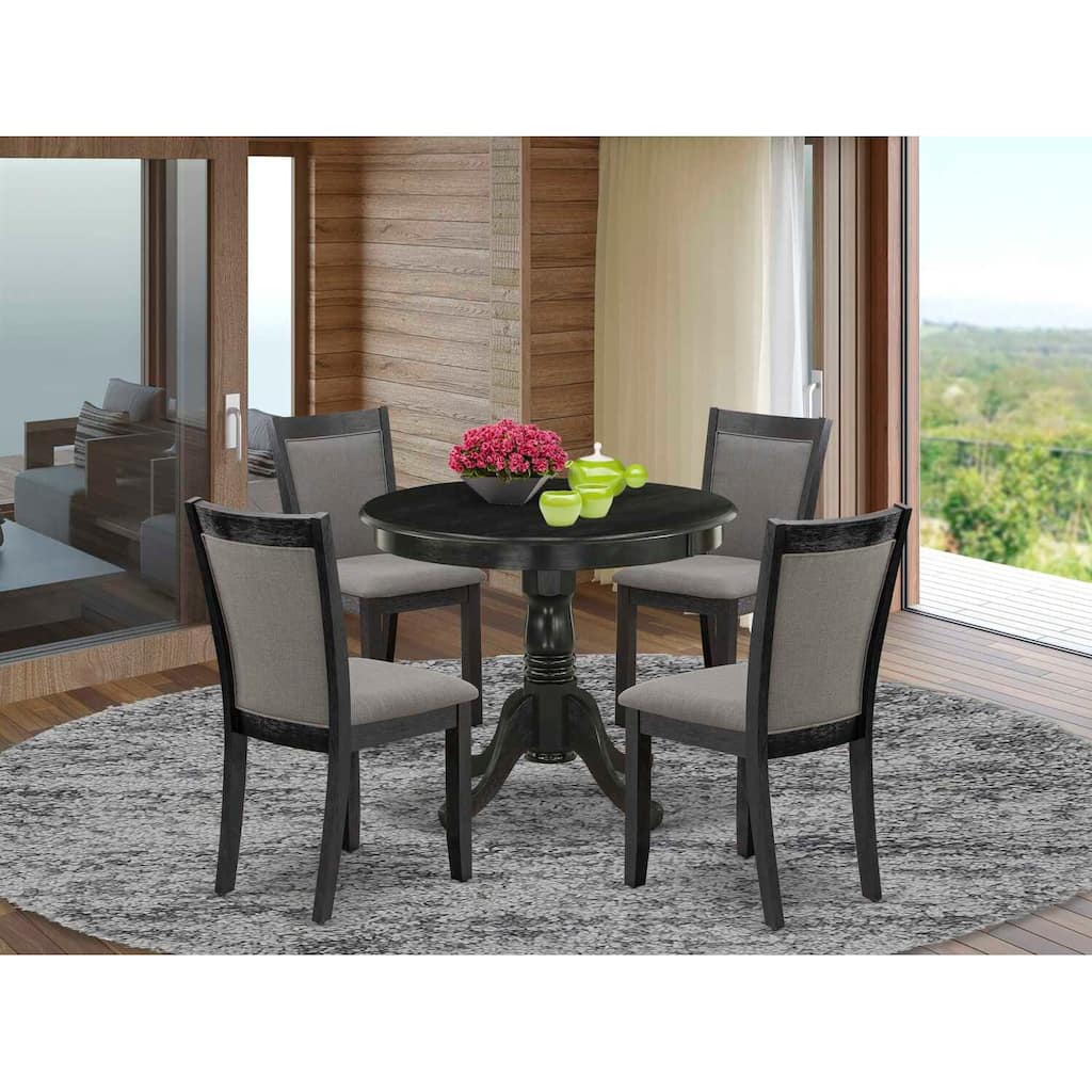 HomeStock 5-Piece Natural Oak Finish Solid Wood Top Dining table with 4 Chairs