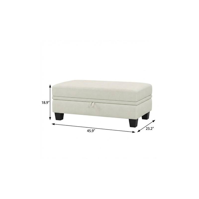 HomeRoots 46" Gray and Black Chenille Storage Ottoman