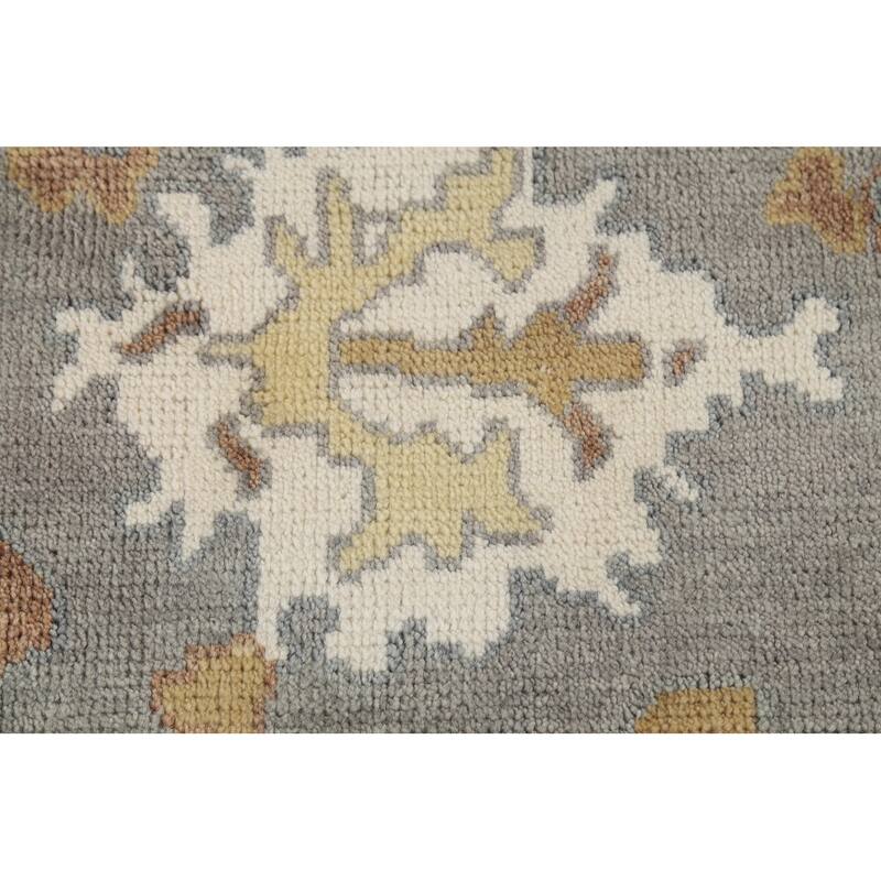 Gray Floral Oushak Indian Area Rug Handmade Wool Carpet - 8'3"x 9'9"