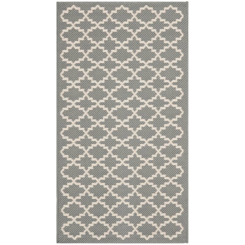 SAFAVIEH Courtyard Gerdi Indoor/ Outdoor Patio Backyard Rug - 2' x 3'7" - Anthracite/Beige