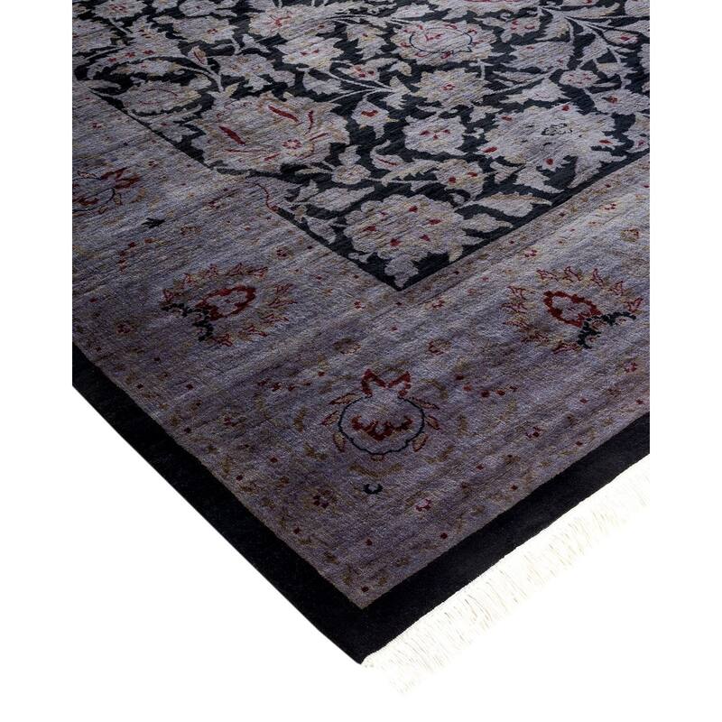 Overton Hand Knotted Wool Vintage Inspired Modern Contemporary Overdyed Gray Area Rug - 6' 2" x 8' 3"