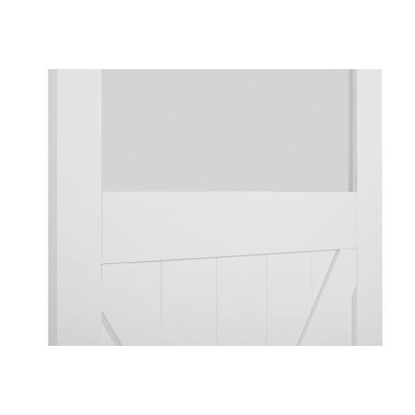 Clihome Paneled Wood and Glass X Shape Barn Door with Installation