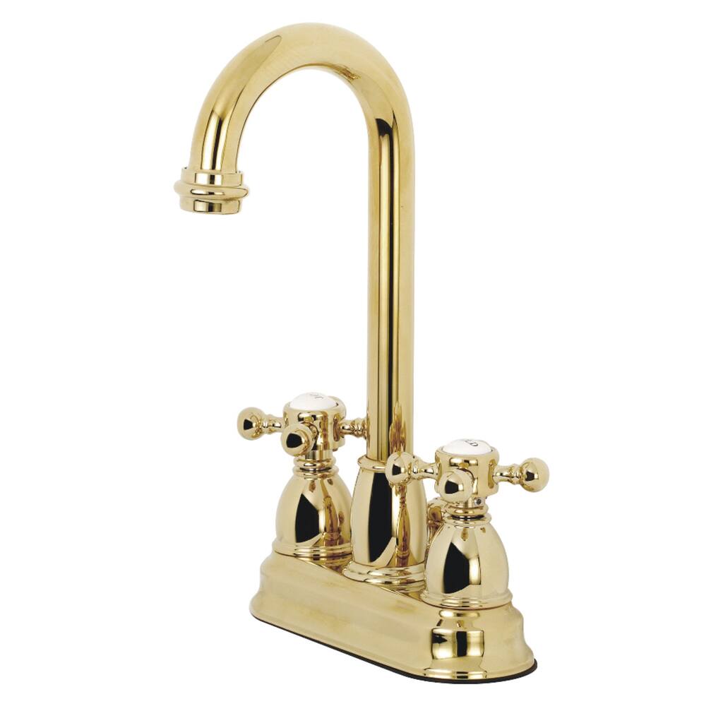 Traditional Two-Handle 3-Hole Deck Mount 4 in. Centerset Bathroom Faucet in Polished Brass
