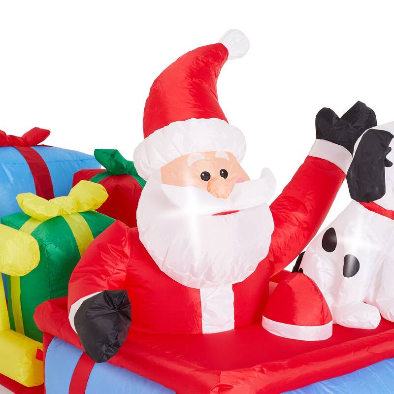 Glitzhome 7FT LED Lighted Inflatable Santa in Truck Decor