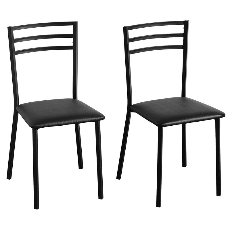 VECELO Modern Dining Chairs Set of 2 with Faux Leather Seat, Black