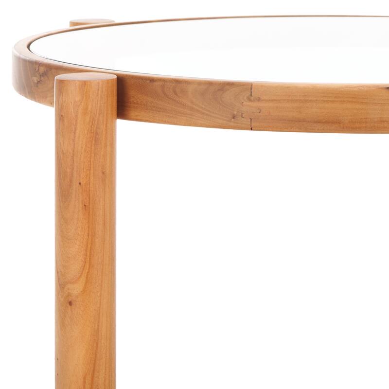 SAFAVIEH Couture Alberdine Rattan/Glass Accent Table - 23 In. W x 23 In. D x 24 In. H - 23"W x 23"D x 24"H