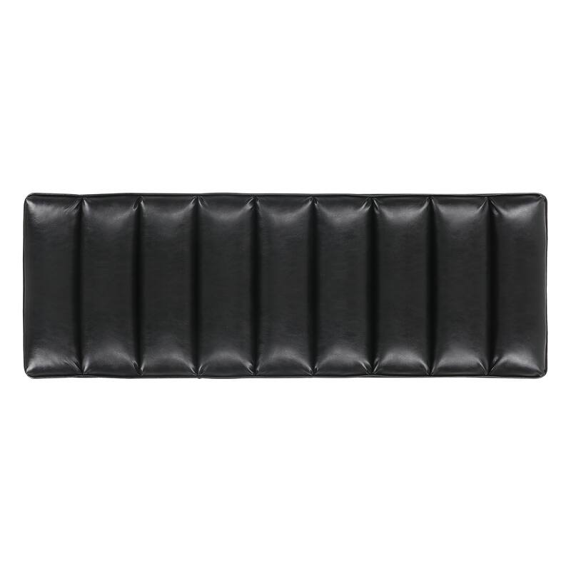 Black Leather Upholstered Bench End of Bed Bench for Bedroom, Indoor Bench Leisure Bench Footrest Ottoman