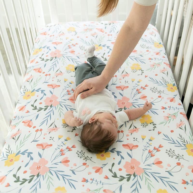 Floral Burst Cotton Muslin Crib Sheet