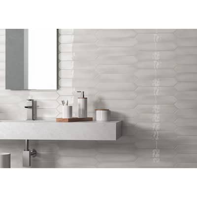 Italy White Ceramic 2.5" x 13" Subway Glossy Picket Wall Tile for Bathroom and Kitchen