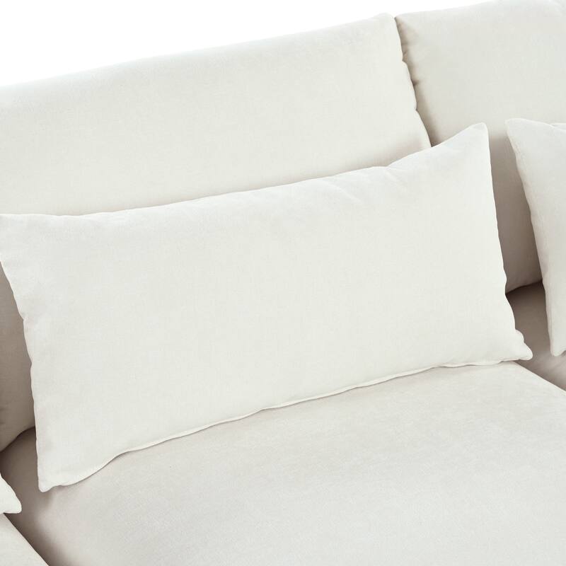 132.3" Linen Blend U-Shaped Modular Sectional Sofa with 2 Ottomans, Transformable Design and Hidden Storage