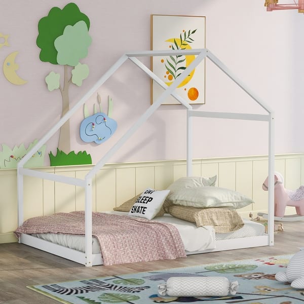 slide 2 of 24, Full House Bed with Open Pine Frame - Creative Kids' Design