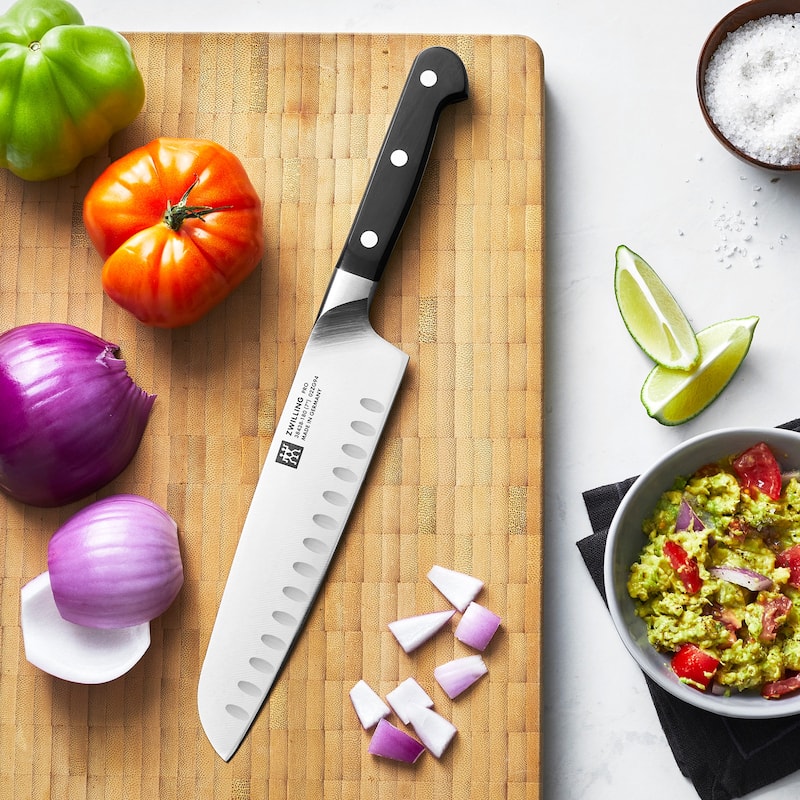 ZWILLING Pro 7-inch Hollow Edge Santoku Knife - Black/Stainless Steel