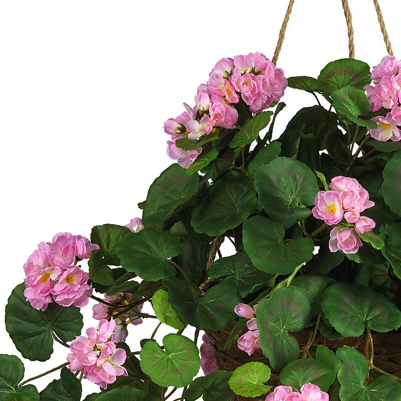 32" Geranium Silk Plant with Hanging Basket
