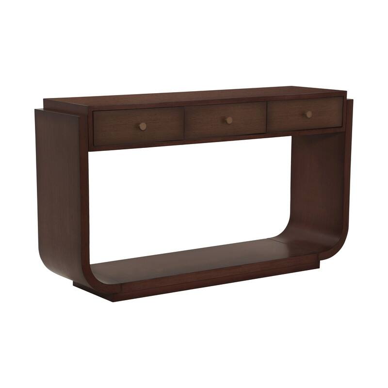 Mid-Century Modern Console Table with 3 Storage Drawers and Display Shelf for Entryway or Living Room Use