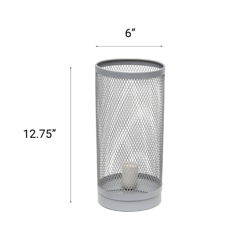 Cylindrical Metal Mesh Table Lamp - 12.75" - Gray