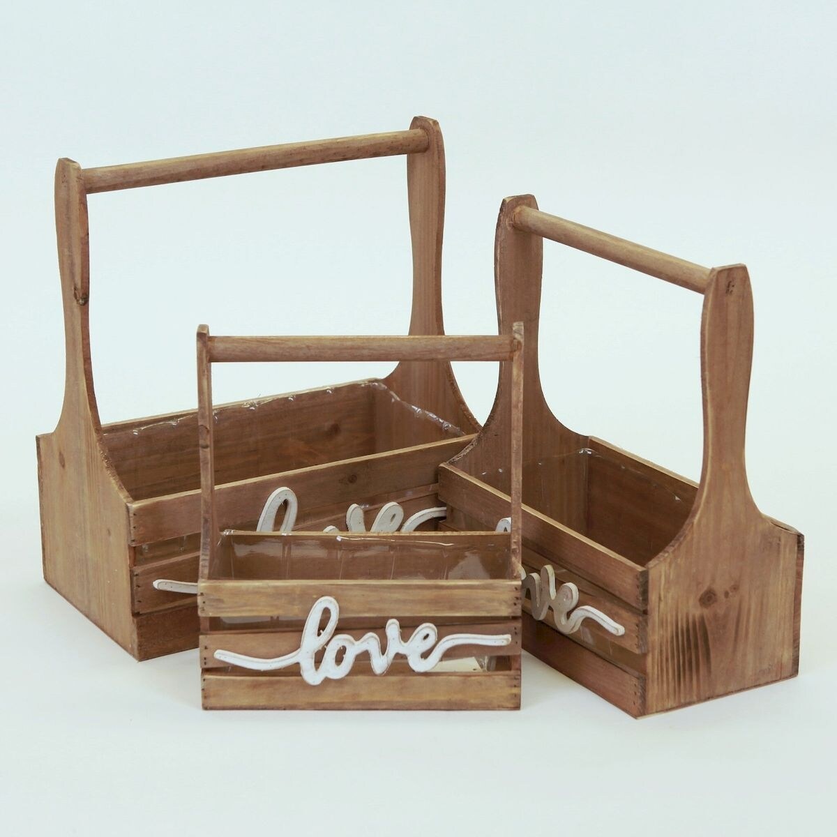 Tool Box Shape With Love Crates Set Of 3 Wood Multi
