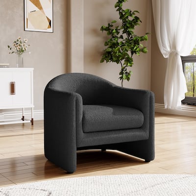 32.3" Wide Upholstered Barrel Boucle Velvet Accent Chair