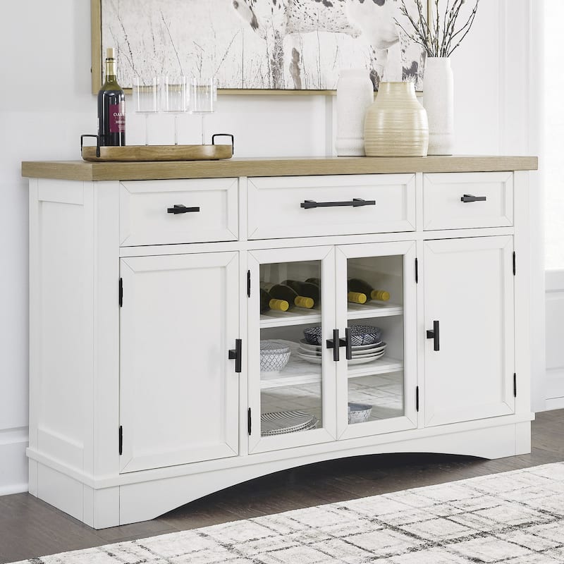 Signature Design by Ashley Ashbryn White/Natural Dining Server - 60" W x 19" D x 37" H - 60" W x 19" D x 37" H - White/Nature