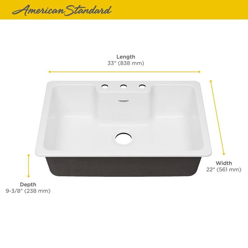 American Standard Quince 33" Drop In Single Basin Cast Iron Kitchen