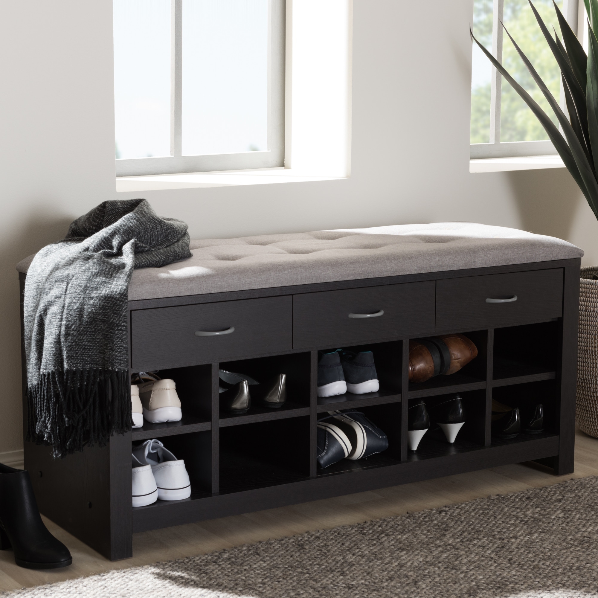 contemporary shoe storage bench by baxton studio