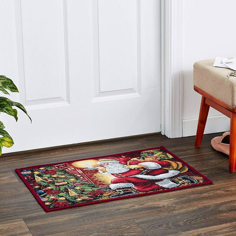 Violet Linen Decorative Christmas Tapestry Holiday Design- 19" X 27" Area Rug - 19" x 27"