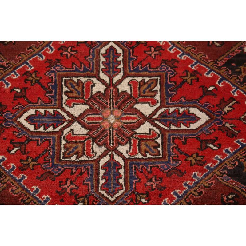 Hand Knotted Oriental 100% Wool Carpet Traditional Medallion Red Heriz Area Rug - 11' 0'' X 7' 6''