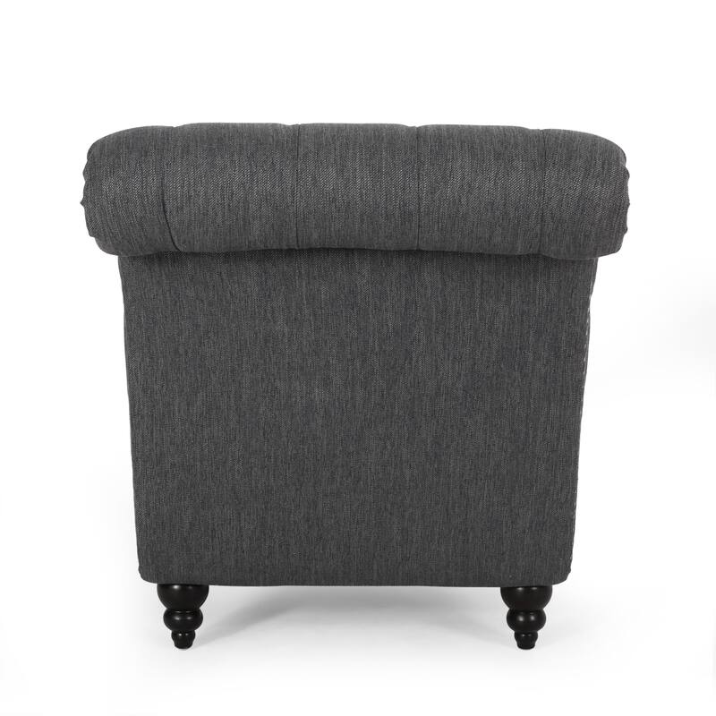 Modern 64.25" Button Tufted Chaise Lounges Chair with Birch Wood Legs and Nailheads