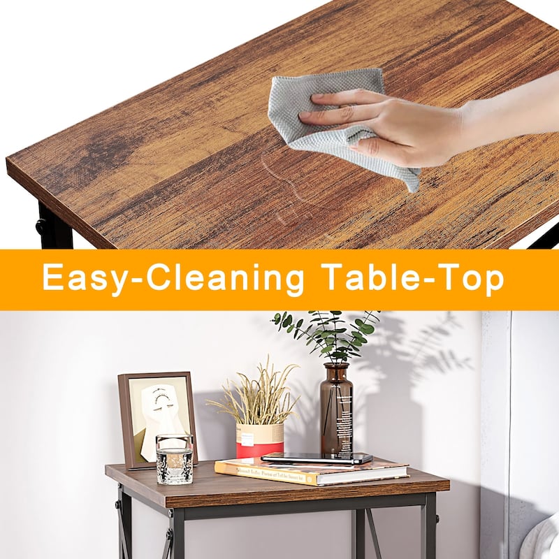 VECELO 3-Tier Open Shelf End Table with X-Frame Design 4-Step Easy Assembly 23.82" Height Side Table for Living Room or Bedroom
