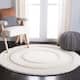 SAFAVIEH Florida Shag Carlinde Border 1.2-inch Thick Rug - 4' x 4' Round - Cream/Cream