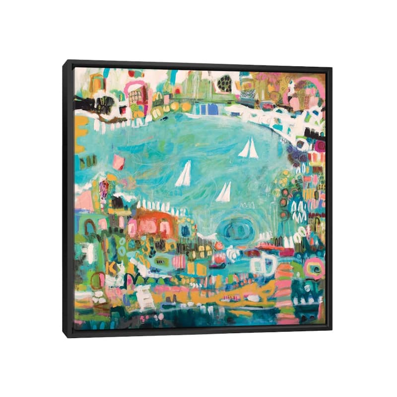 iCanvas "Abstract Marina IV" by Karen Fields Framed Canvas Print - Black - 18x18