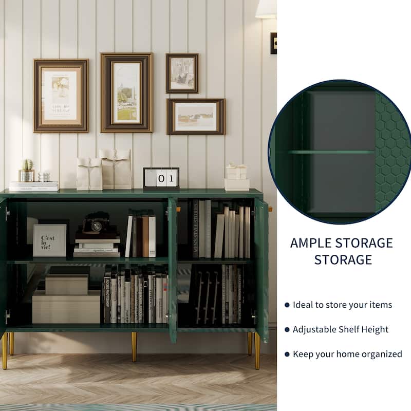 3 Door Glossy Storage Locker Accent Cabinet/Buffet