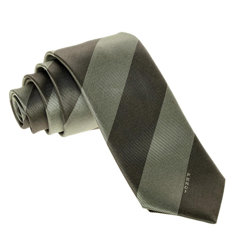 Fendi Green Pequin Silk Tie - Green