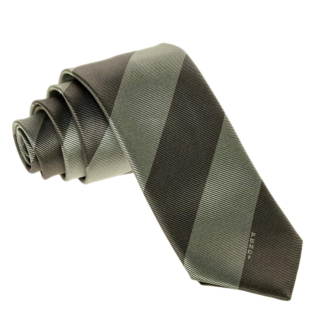 Fendi Green Pequin Silk Tie