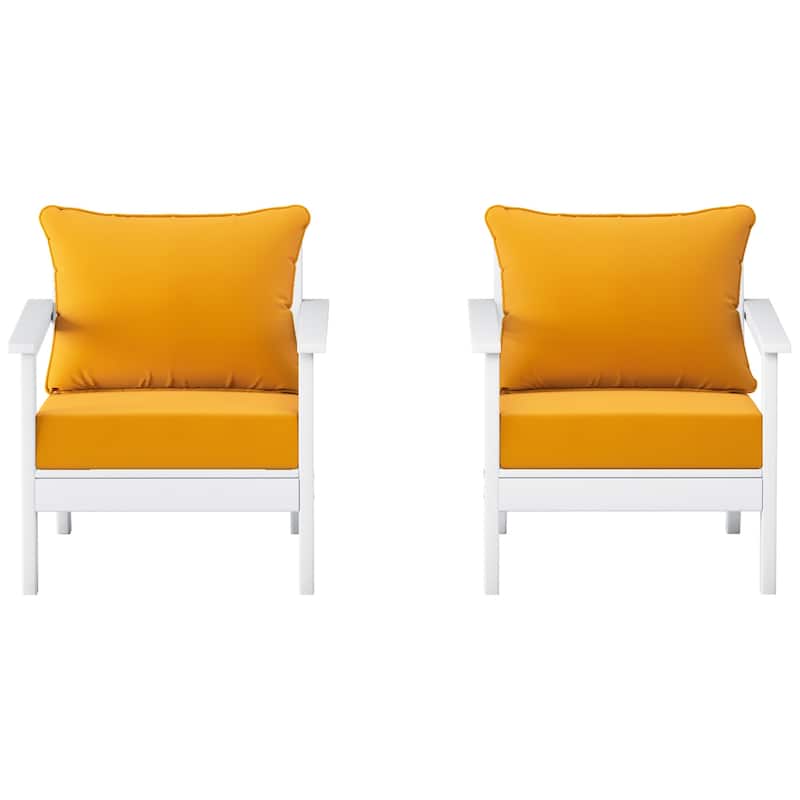 Birchwood All Weather HDPE Outdoor Patio White Deep Seating Conversation Set With Cushions (2-Piece)