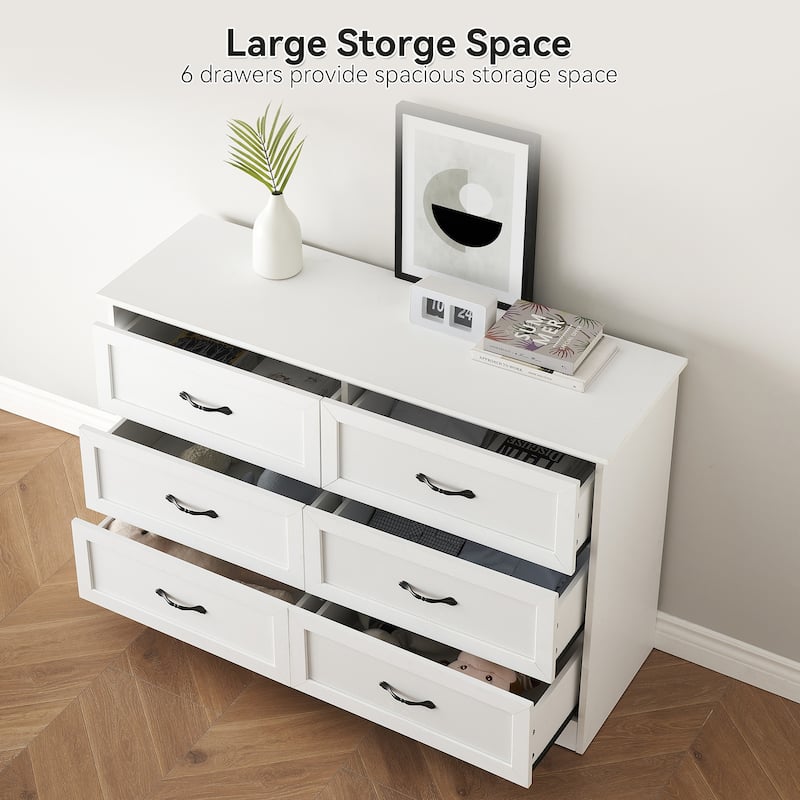 Double Dresser for Bedroom Wood Chest of Drawers