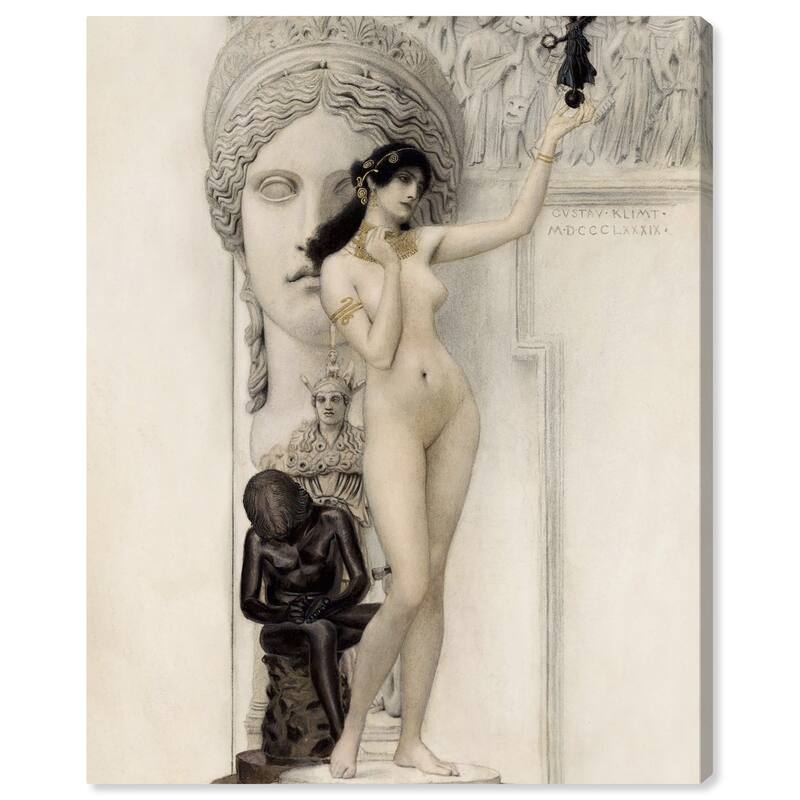 Wynwood Studio Canvas Classic Gustav Klimt - Allegory of Sculpture White and Antique White Traditional Wall Art Canvas Print