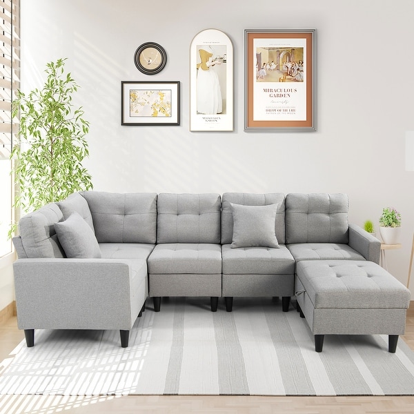 Gymax L-shaped Sectional Corner Sofa Set Living Room Gymax L-shaped Sectional Corner Sofa Set Living Room