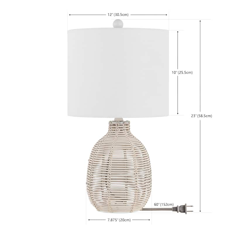SAFAVIEH Lighting Oroya Tropical Coastal Boho Rattan 23-inch Table Lamp - 12 in. W x 12 in. D x 23 in. H