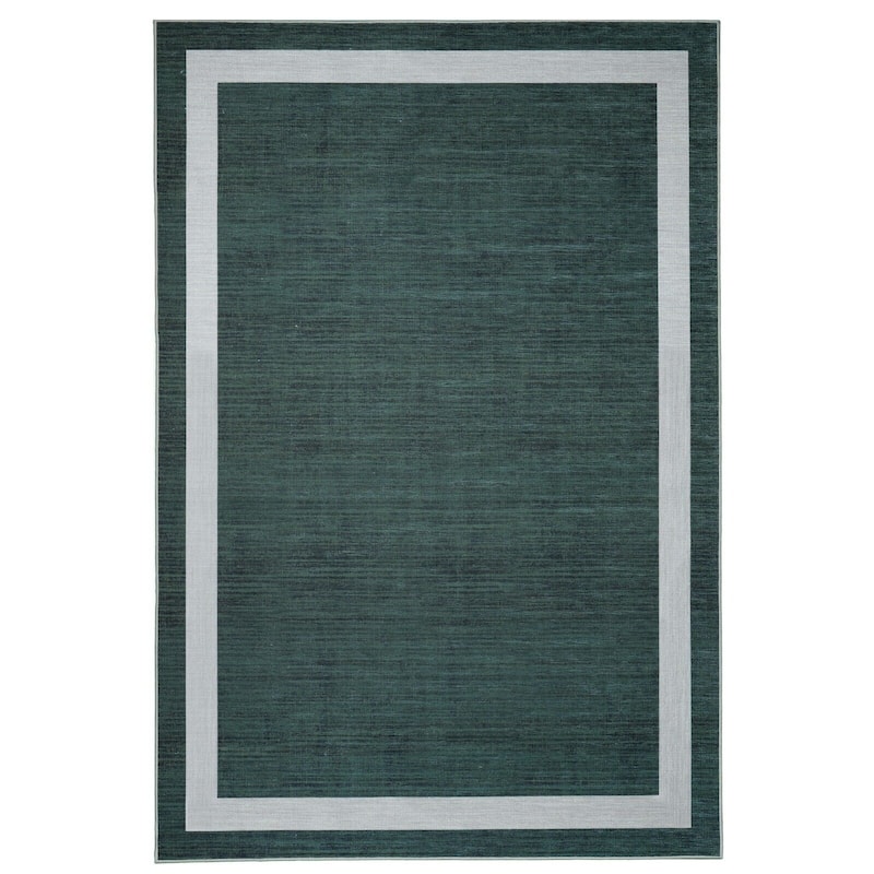 Machine Washable Area Rug With Non Slip Backing - Everest Geometric Modern Border Design