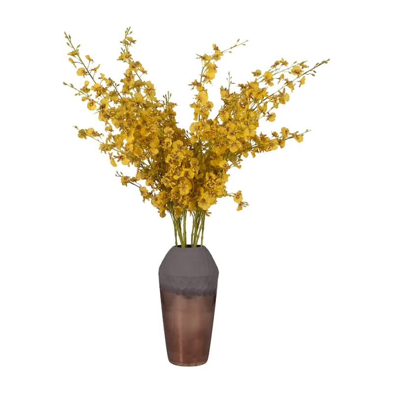 Sagebrook Home Glass Metallic Cylinder Hammered 2Tone Handcut Vase