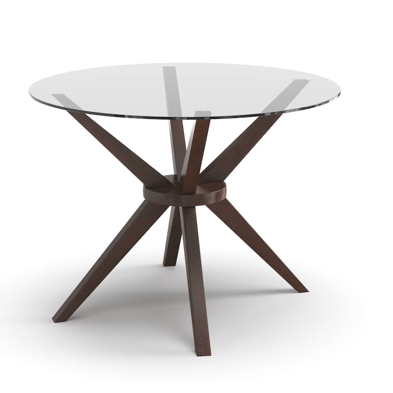 Bianca 47" Round Glass Top Dining Table - Walnut