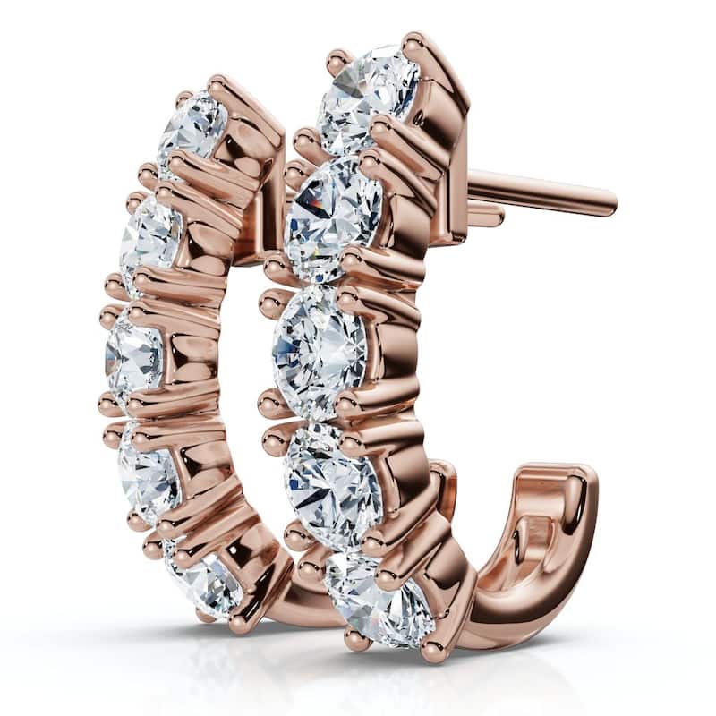 Bliss Diamond 1Ct Diamond Hoops Women's Earrings Gold Lab Grown - Rose