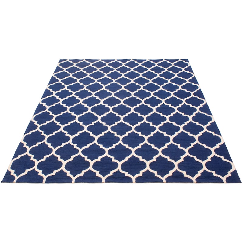 ECARPETGALLERY Hand Tufted Timeless Navy Wool Rug - 7'7 x 9'4