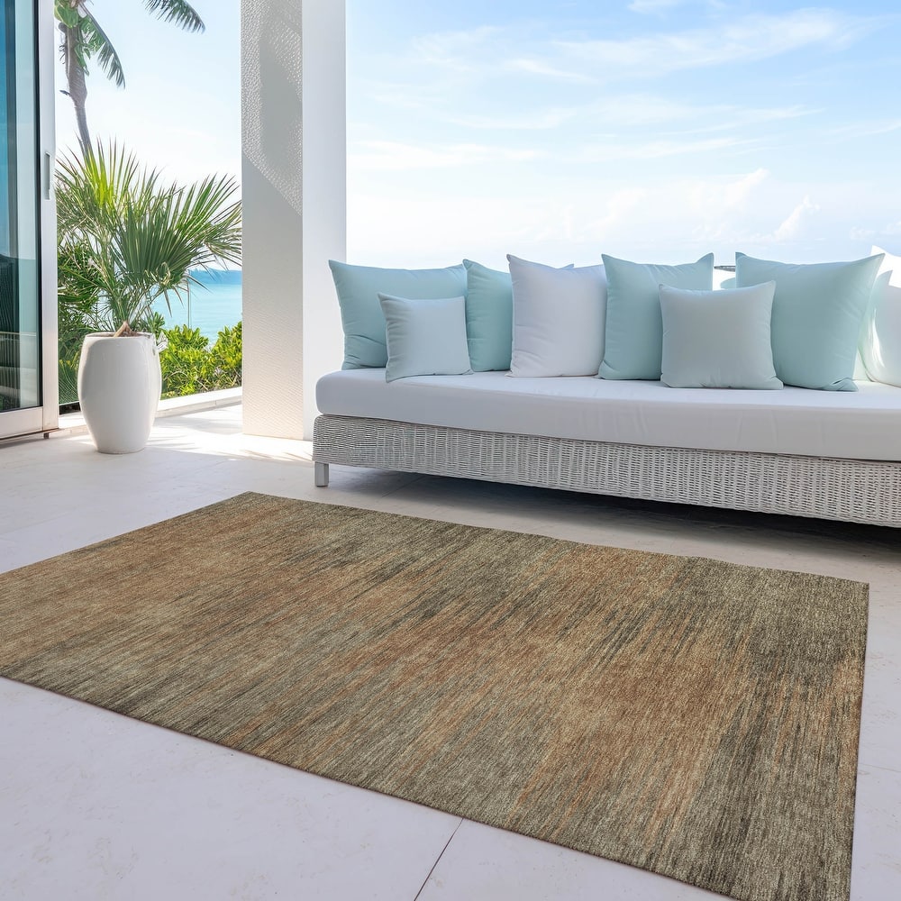 Machine Washable Indoor/ Outdoor Chantille Solid Ombre Rug