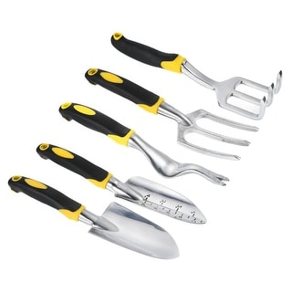 Garden Tool Set, 5 Pcs Non-slip Handle Garden Shovel Fork Rake Weeder 