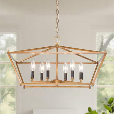 Dilley Modern Gold 6-Light Chandelier Kitchen Island Lights for Dining Room - L23.5" xW12.5"xH13.5"