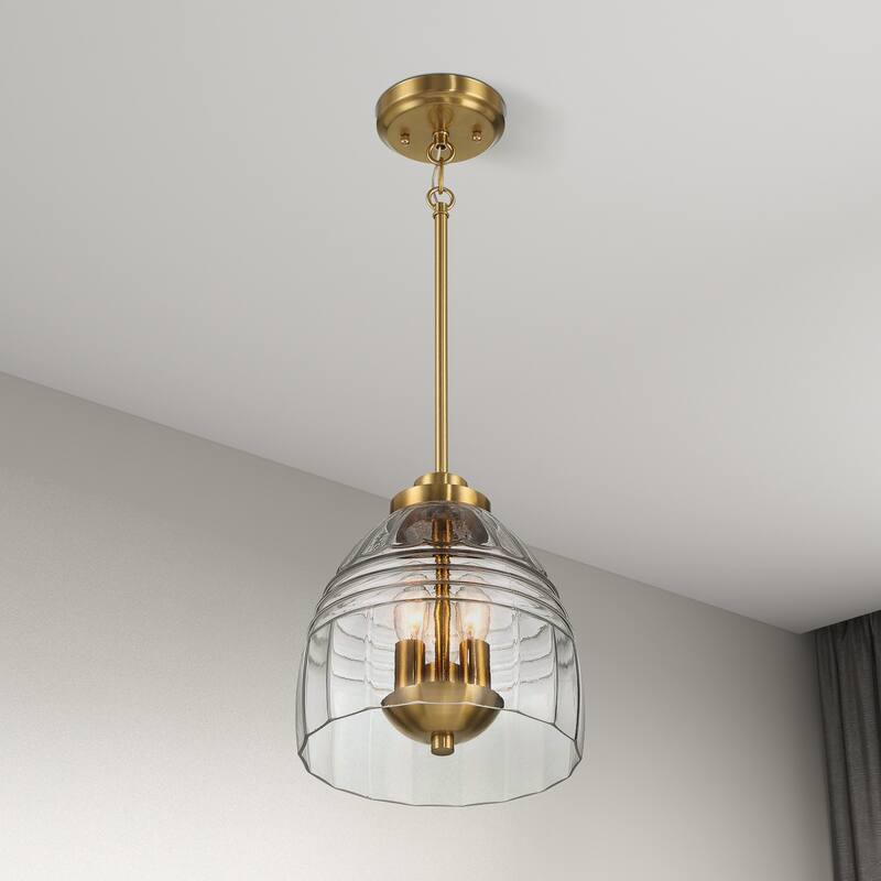 Scartex 3-Light Chain Pendant with Clear Glass Shade - Gold - Gold