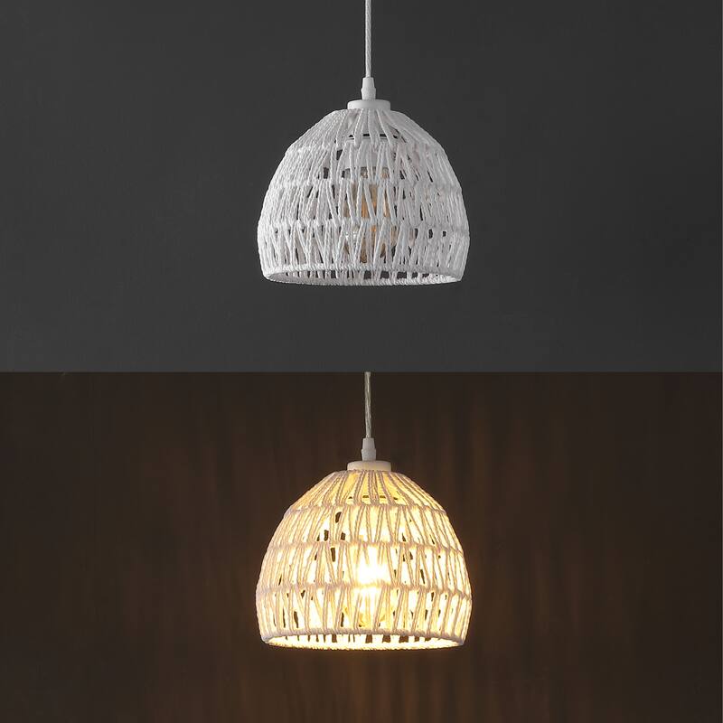 Jigu 1-Light Woven Rattan/Iron LED Pendant, by JONATHAN Y