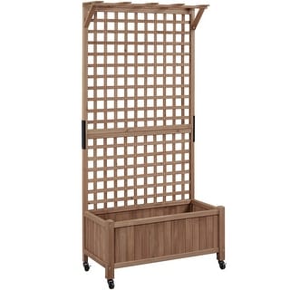 Yaheetech 72"H Wood Planter Raised Bed with Trellis Free Standing Planter Box for Garden Yard